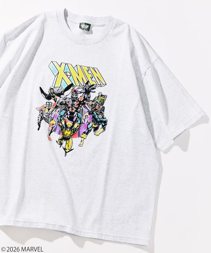 MARVEL/X-MEN Crew Neck T-Shirt / Static Flokki Processing - Ash Gray