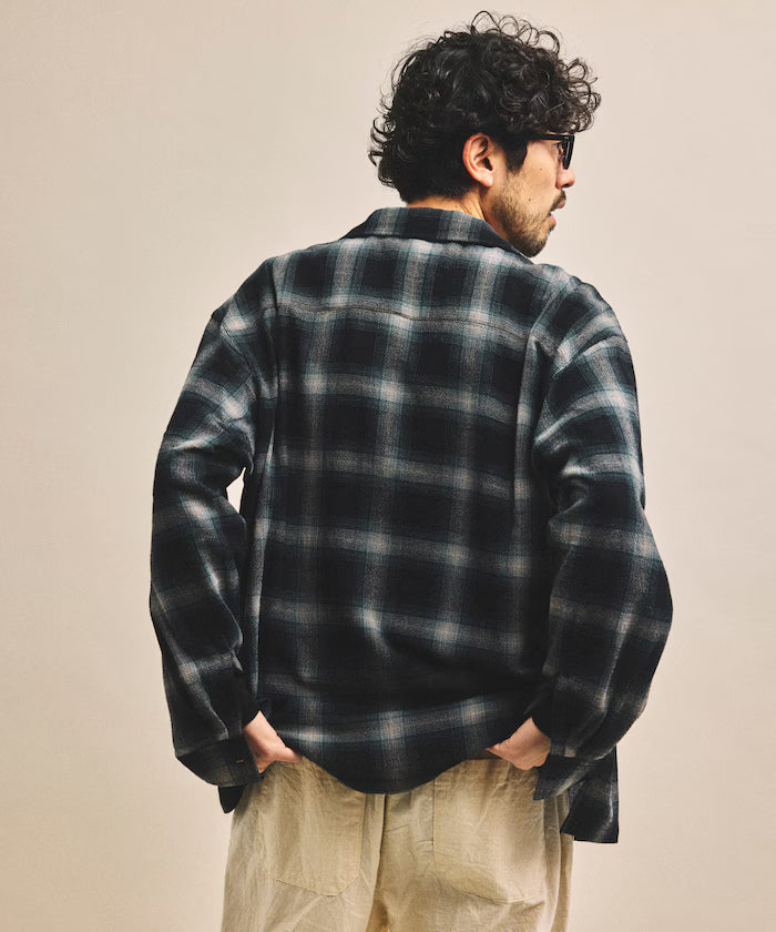Pre-dyed ombre check sheer shirt relaxed fit