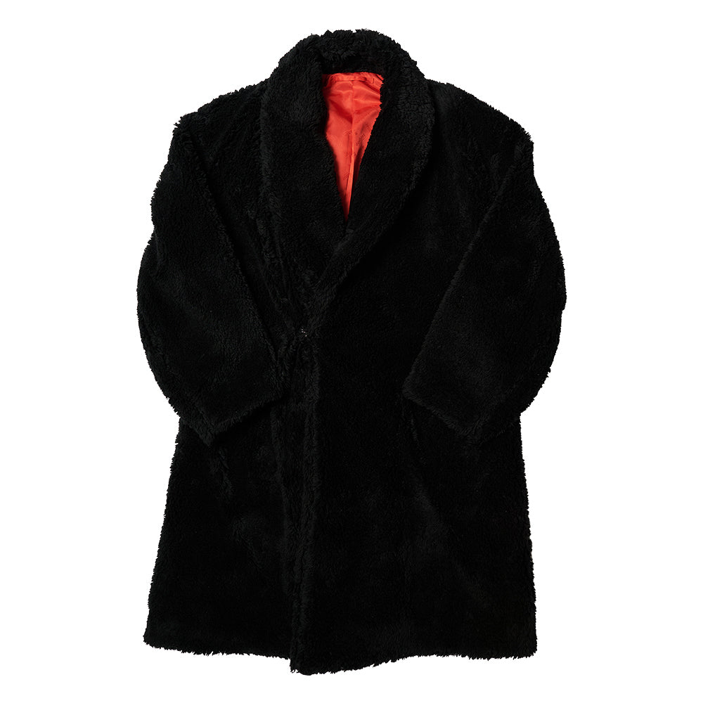 ORGANIC COTTON FUR LONG COAT - BLACK