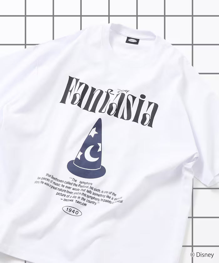 Limited Edition/DISNEY Disney Special Order Big Silhouette Front Print Crew Neck T-Shirt Fantasia - White