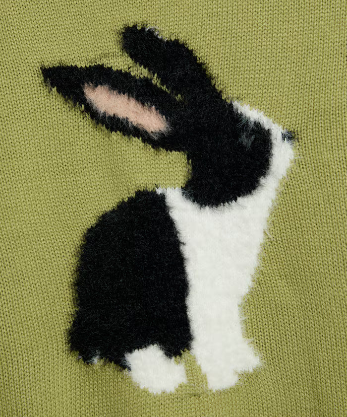 Shaggy Embroidered Rabbit Design Knit Limited Edition