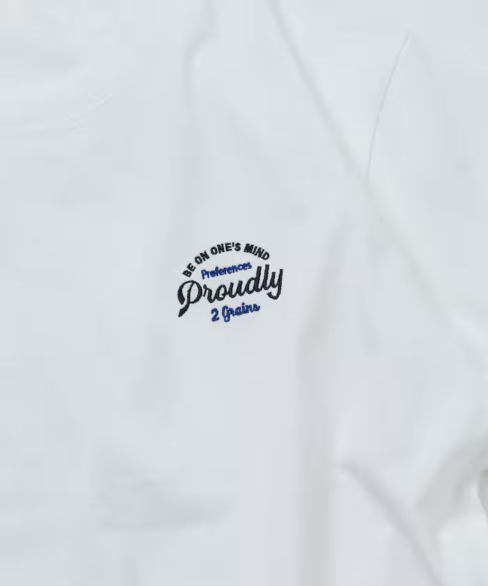Relaxed Fit Design Back Embroidery Crew Neck T-Shirt / Cherry / Ringer 【Limited Edition】