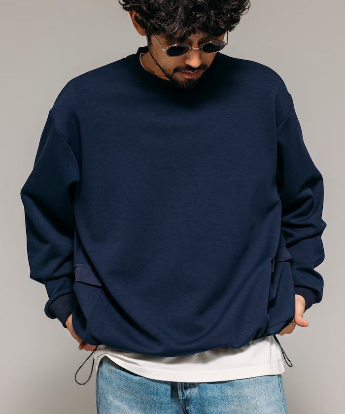 <New Color Added> Side Pocket Spindle Cardboard Crew Neck Sweatshirt