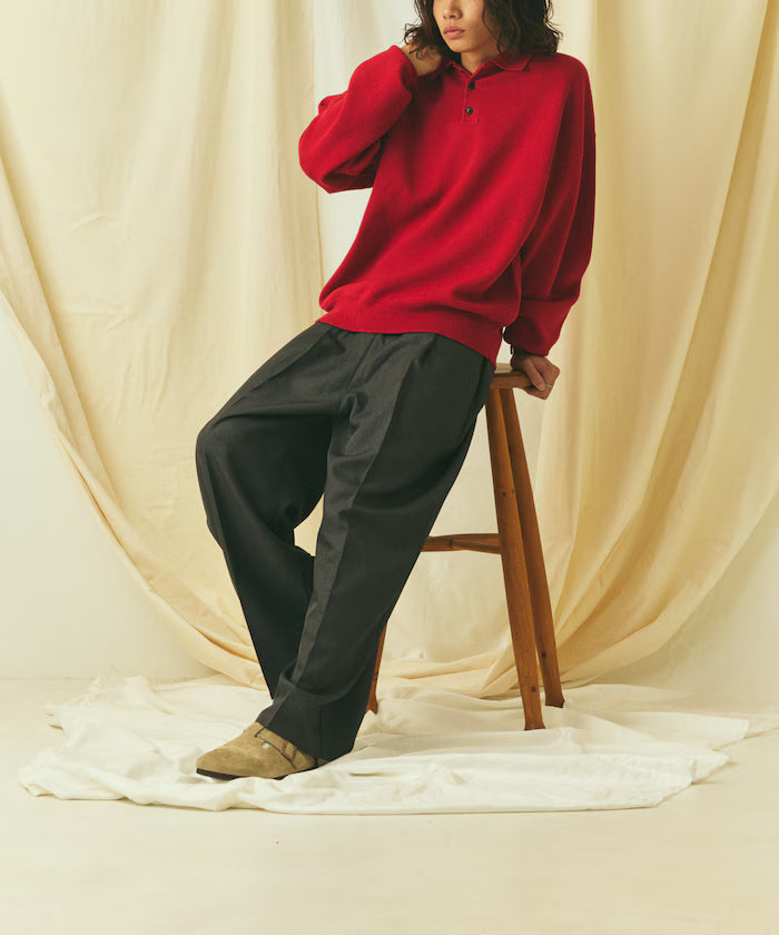 Relax Fit Relax Fit Sweat-like Polo Collar Knit [Limited Edition]