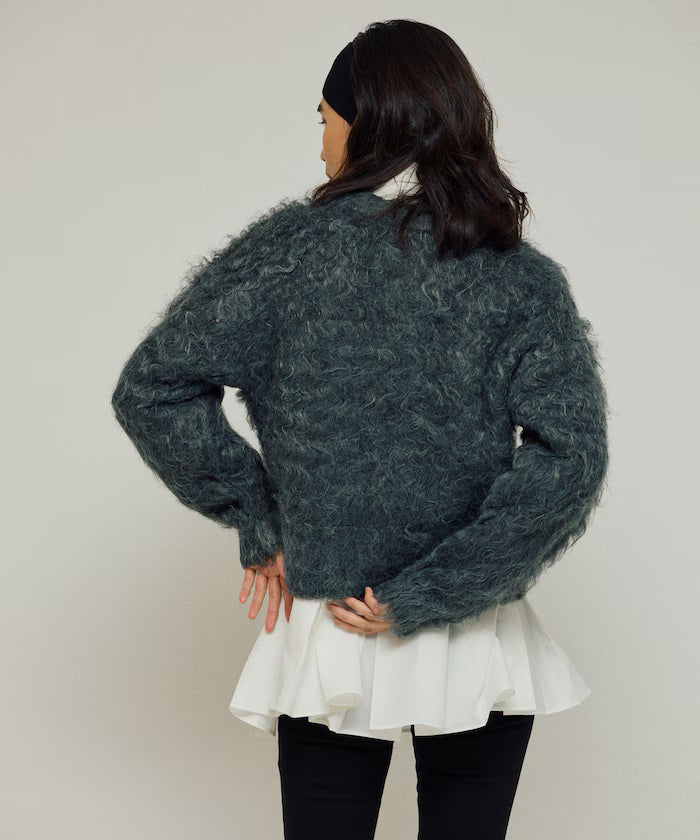 Variation Button Shaggy Knit Cardigan