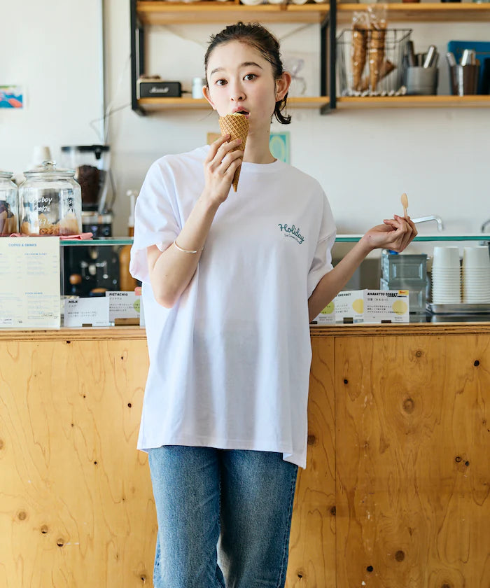 HOLIDAY ICECREAM×FREAK'S STORE Collaboration Big Silhouette Back Print Crew Neck T-Shirt [Limited Edition]