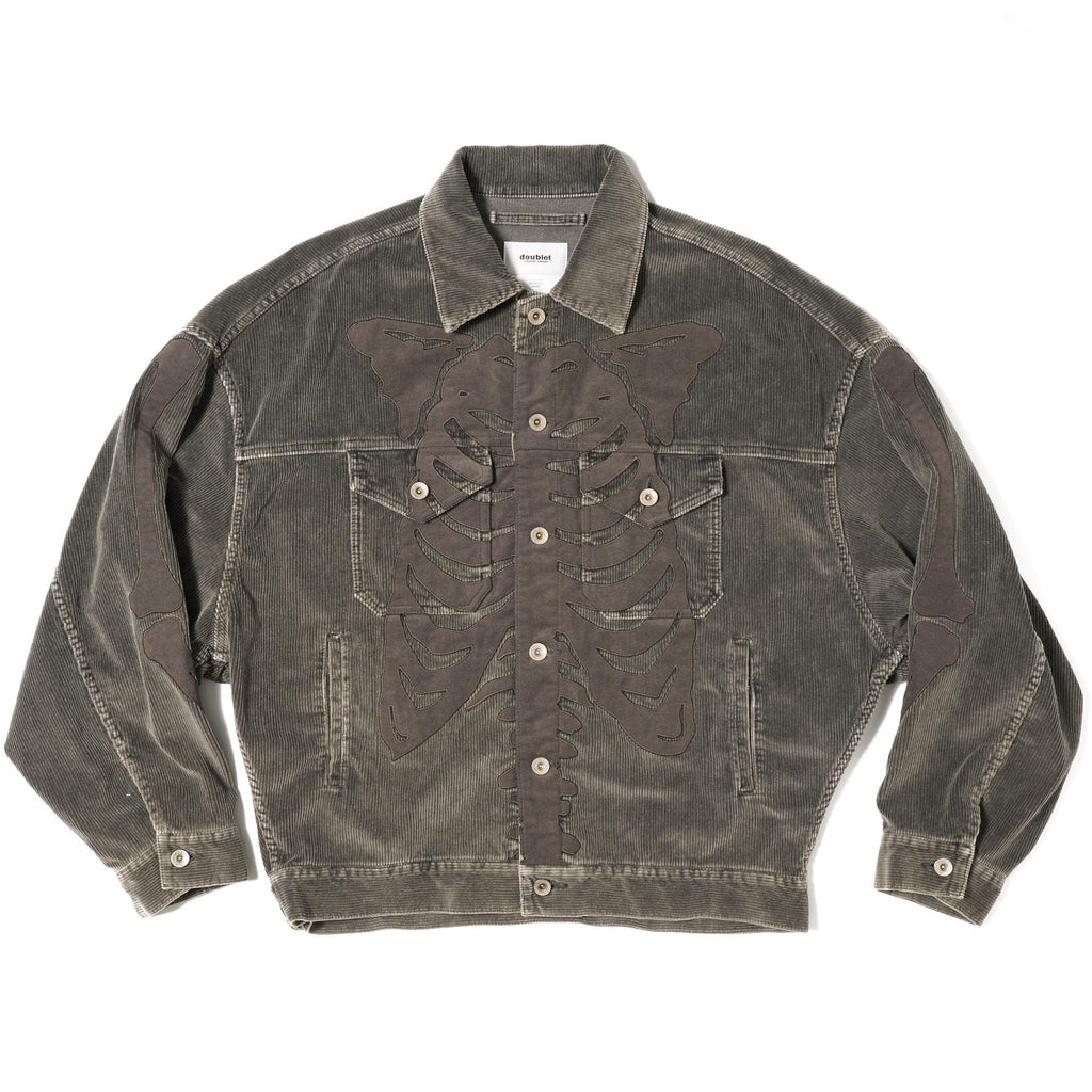 BONE APPLIQUE CORDUROY JACKET - GREY