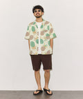 Loose silhouette all-over patterned open collar short sleeve shirt - Off