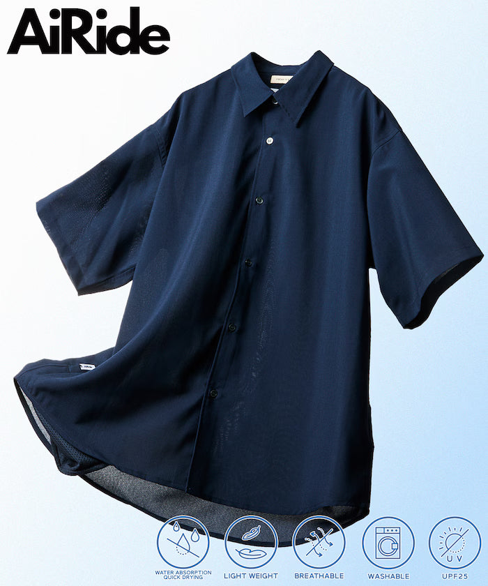 AiRide/AiRide Relax Fit Short Sleeve Regular Collar Shirt/Pocketable/Quick Drying/UV Cut [Limited Edition] - Navy