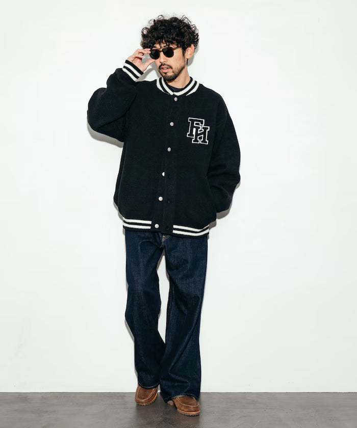 Relaxed Fit Logo Knit Varsity Jacket