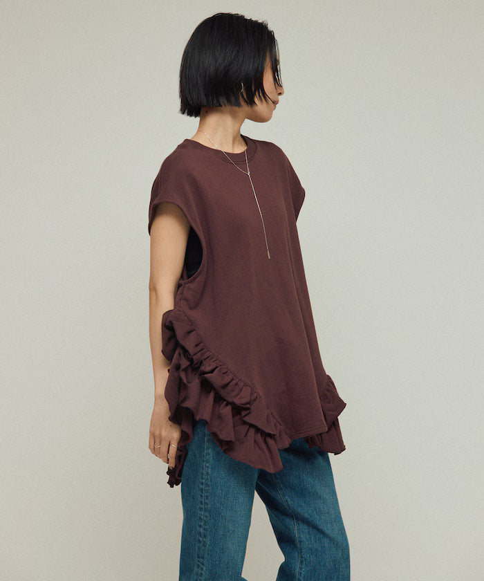 Organic Cotton Frill Hem Top / Relaxed Fit / French Terry Sweat / Best