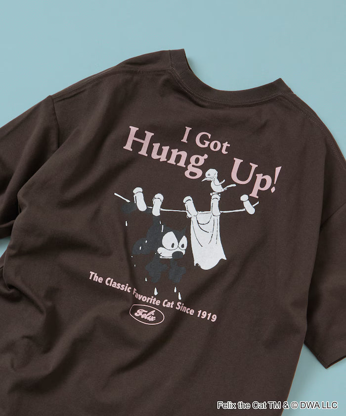 Limited Edition FELIX THE CAT Big Silhouette Back Print Crew Neck T-Shirt - Brown