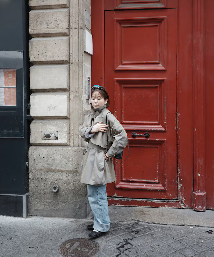 Mid-length T/C Chambray Trench Coat