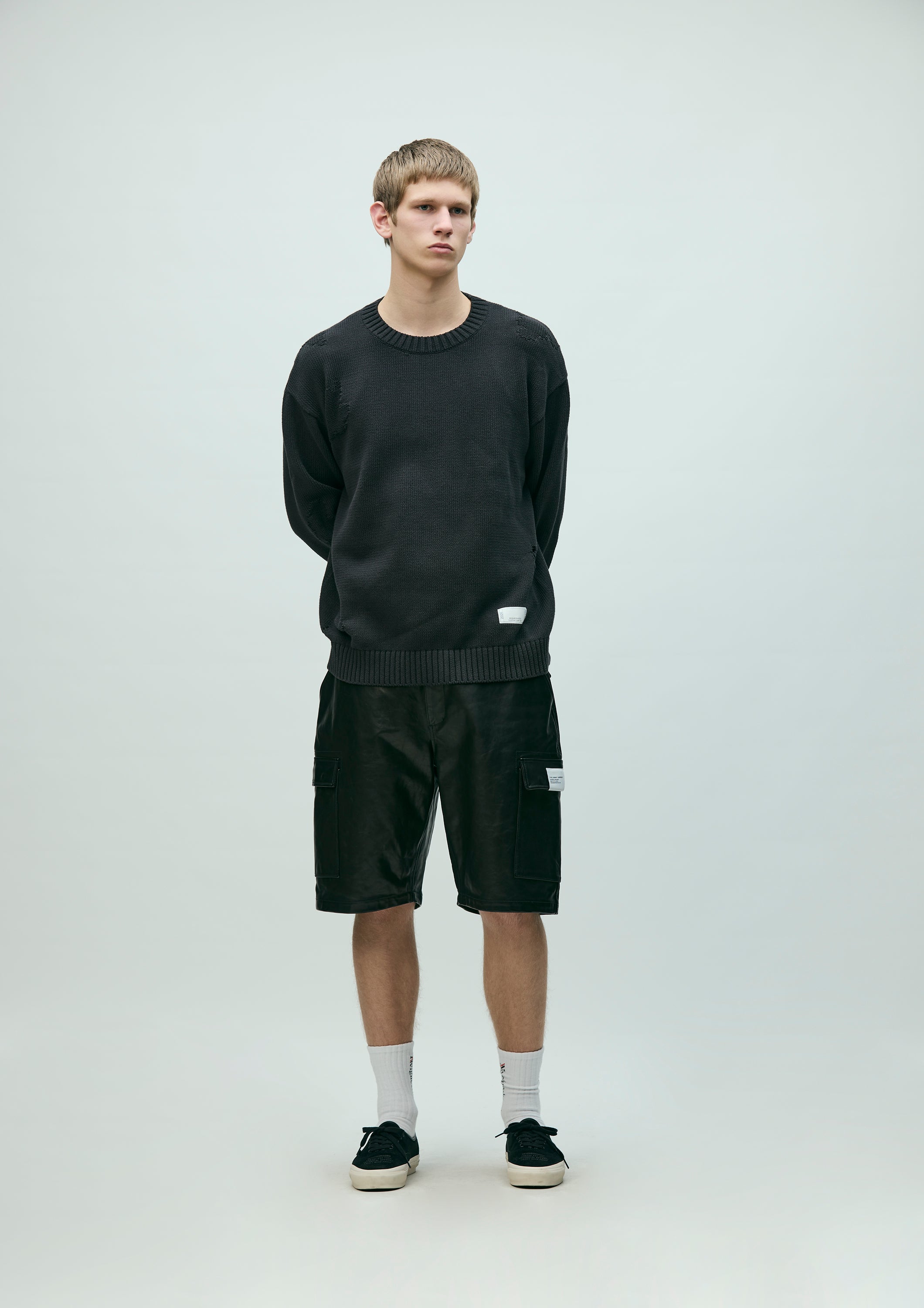 Leather Cargo Short Pants