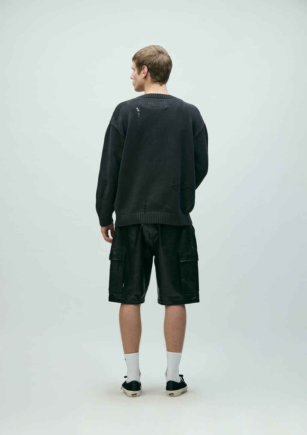 Leather Cargo Short Pants