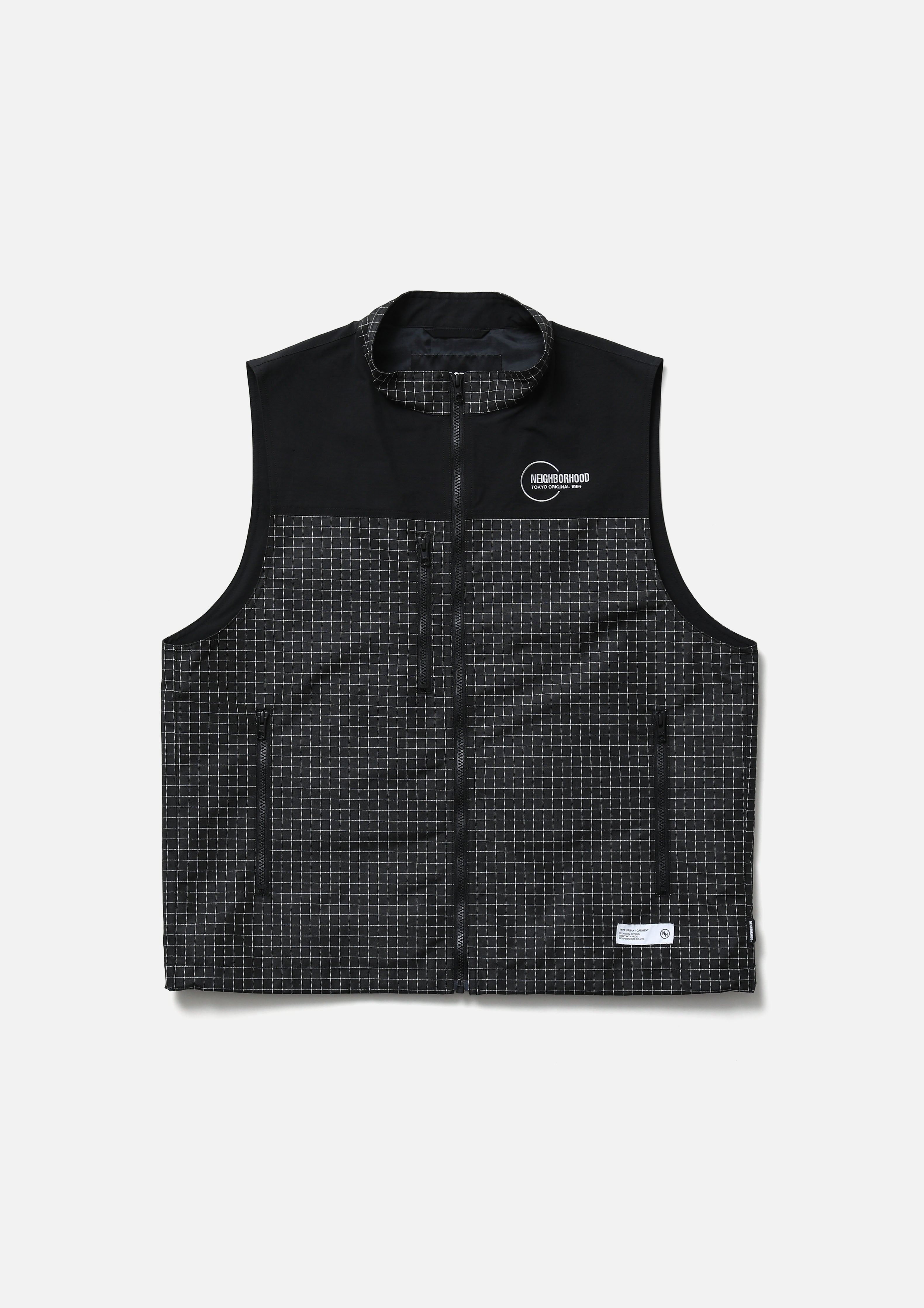 Reflective Stand Collar Vest - BLACK