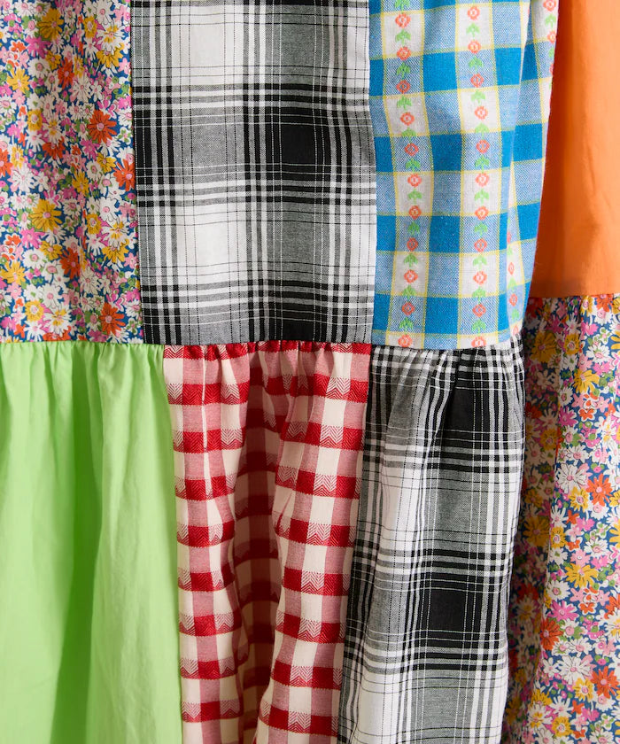 Patchwork Three-Tiered Camisole Dress