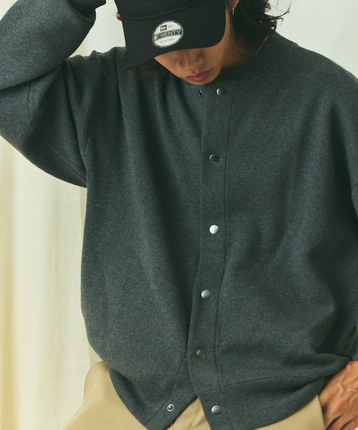 Relax Fit Relax Fit Sweat-like Knit Crew Neck Snap Cardigan [Limited Edition]