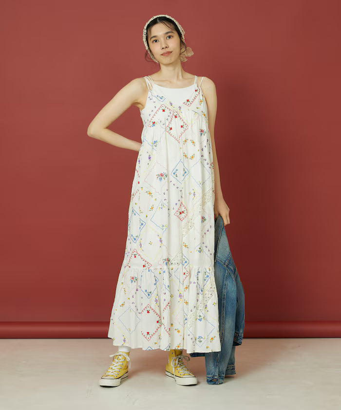 Flower Handkerchief Embroidered Camisole Dress