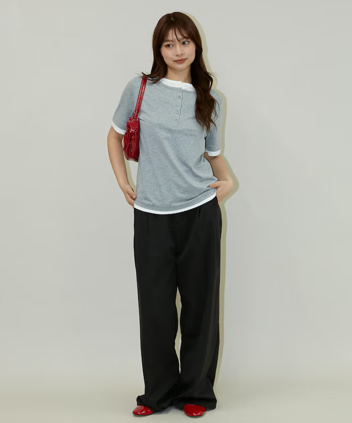 Layered Color Scheme Henley Neck T-Shirt Limited Edition