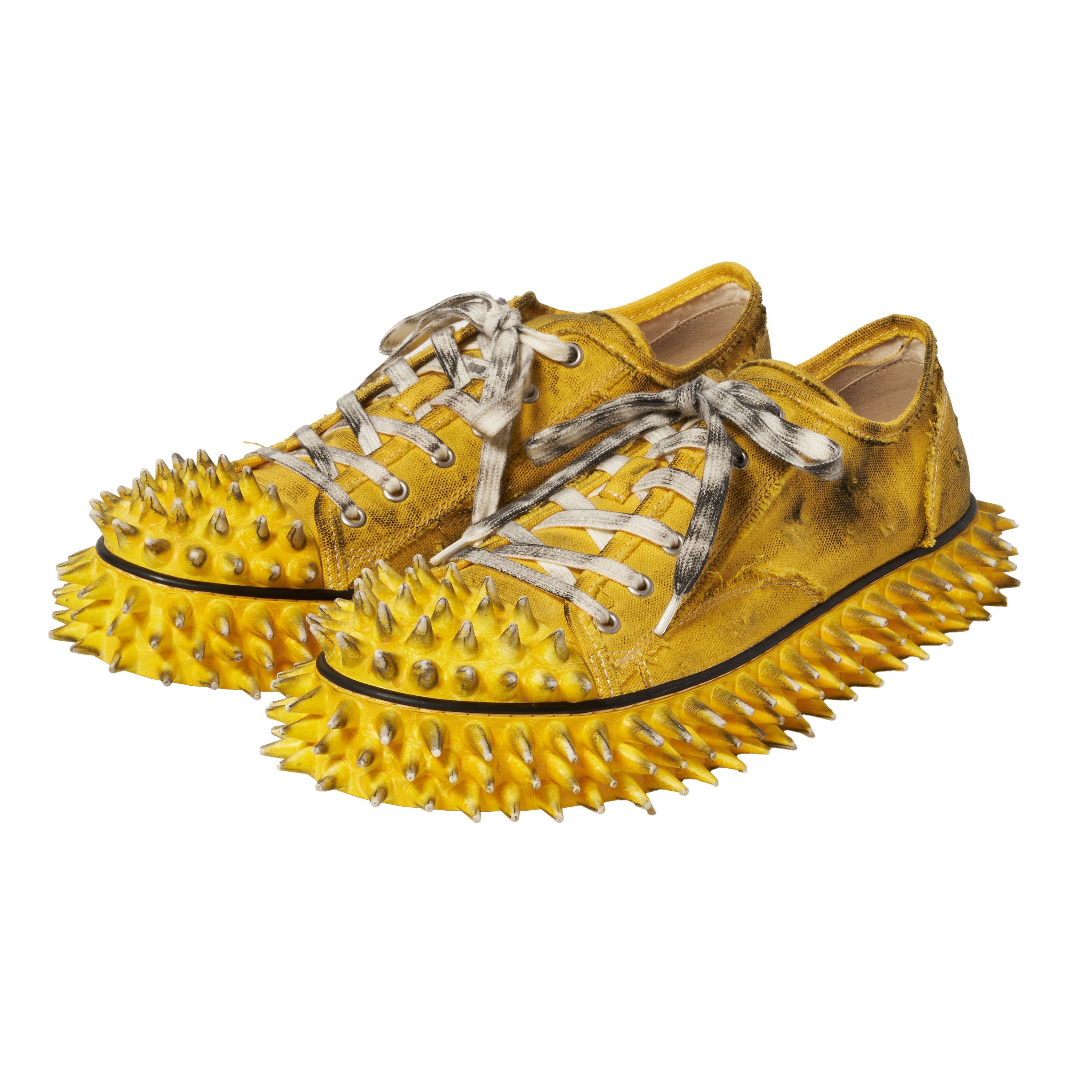 DIRTY SPIKE TOE　CAP CANVAS SNEAKER - YELLOW