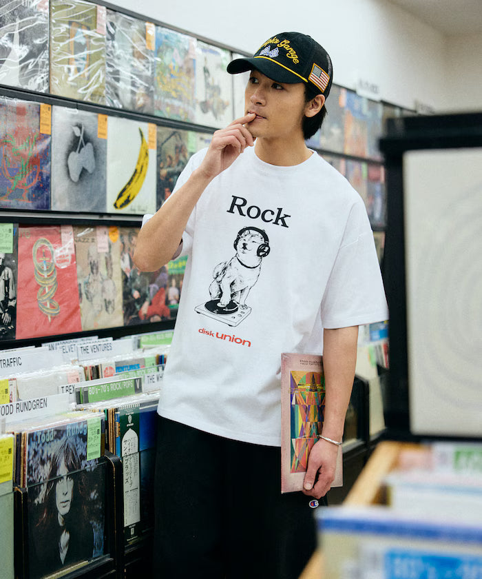 Limited Edition diskunion×FREAK'S STORE Collaboration Shiba Inu Big Silhouette Print Crew Neck T-Shirt