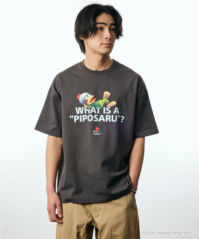 Big Silhouette Crew Neck Print T-shirt/PlayStation Sarugatchi/WHAT IS A PIPOSARU 【Limited Edition】