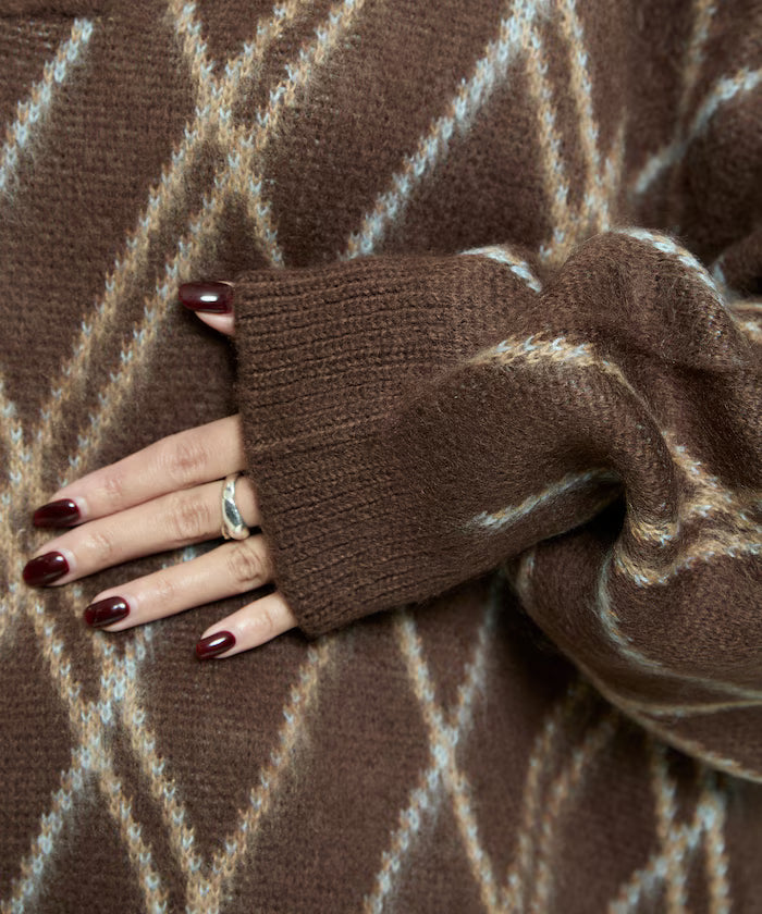 Checked pattern mohair touch skimmer knit limited edition