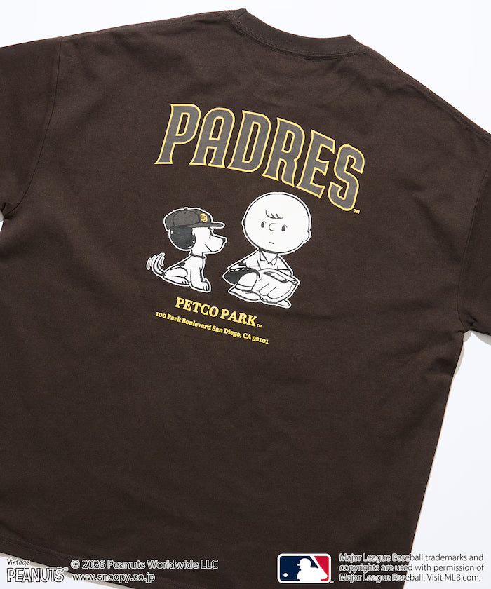 PEANUTS x MLB Exclusive Big Silhouette Back Print T-Shirt / PADRES 【Limited Edition】 - Brown