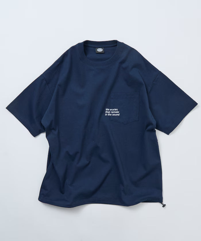 Big silhouette one-point embroidery back print hem code pocket T-shirt [Limited Edition]