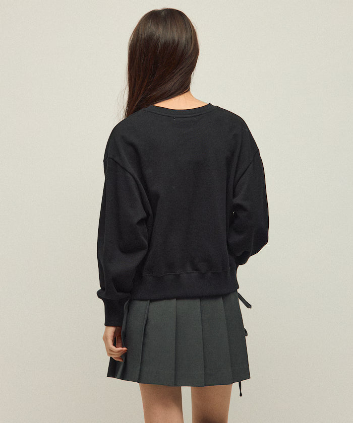 Organic Cotton Gather Ribbon Sweat / Relaxed Fit / French Terry Sweat