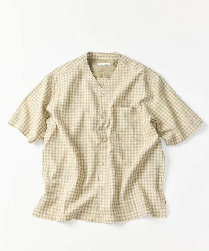 LINEN COTTON V NECK SHIRT