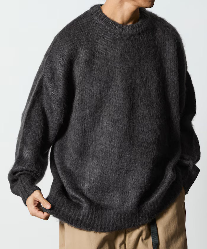 Relaxed Fit Crew Neck Pullover Shaggy Knit [Limited Edition] - Charcoal Gray