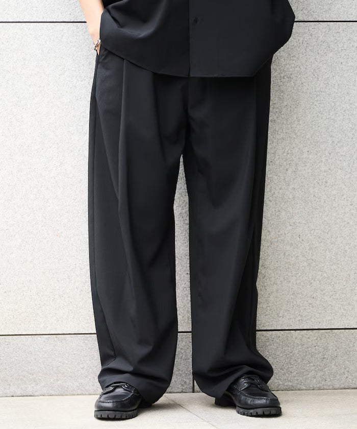 Relaxed Fit Linen Touch Setup/Open Collar Shirt/Wide Slacks [Limited Edition]