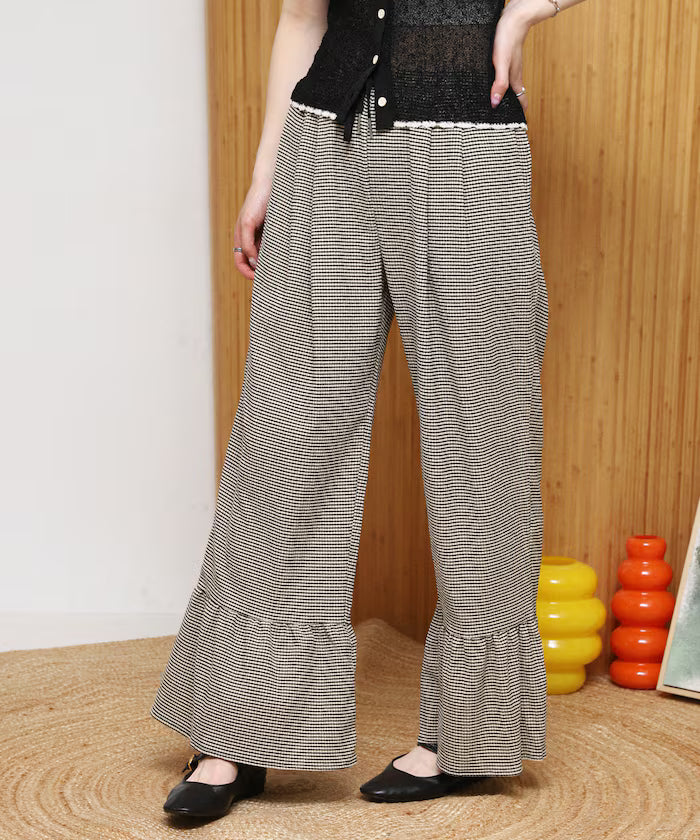 Wide Silhouette Tiered Check Easy Pants [Limited Edition]
