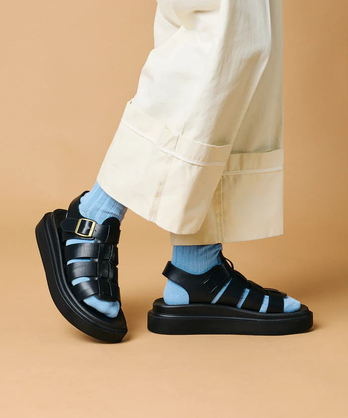 Leatherlet Gurka Sandals / Platform Sole [23=28cm] 【Limited Edition】 - Black