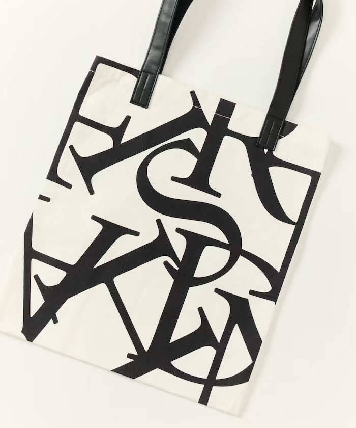 Handle Switch Multi-Design Print Canvas Tote Bag - Black