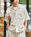 [New Color Addition] Quick-Dry Material Relaxed Fit Open Collar Short Sleeve Shirt Linen-Like - Off-White