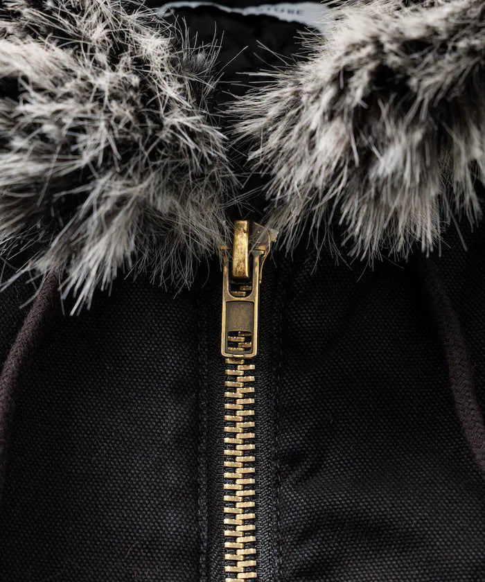 2way fake fur zip-up padded hooded jacket with detachable fur