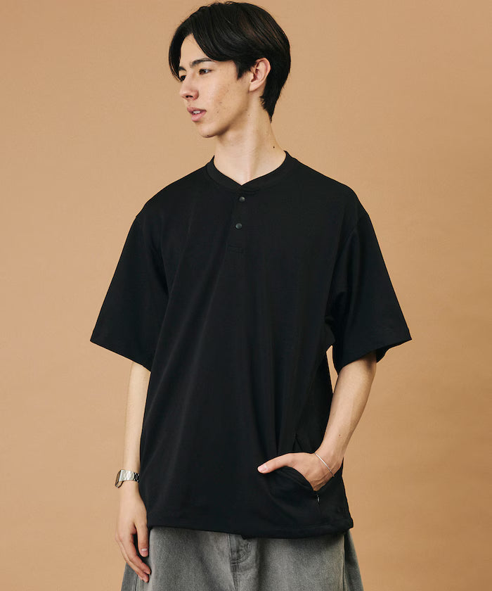 SUPER ICE / Super Ice Henry Neck Spindle T-Shirt Contact Cold Sensation / Quick Drying / UV Cut