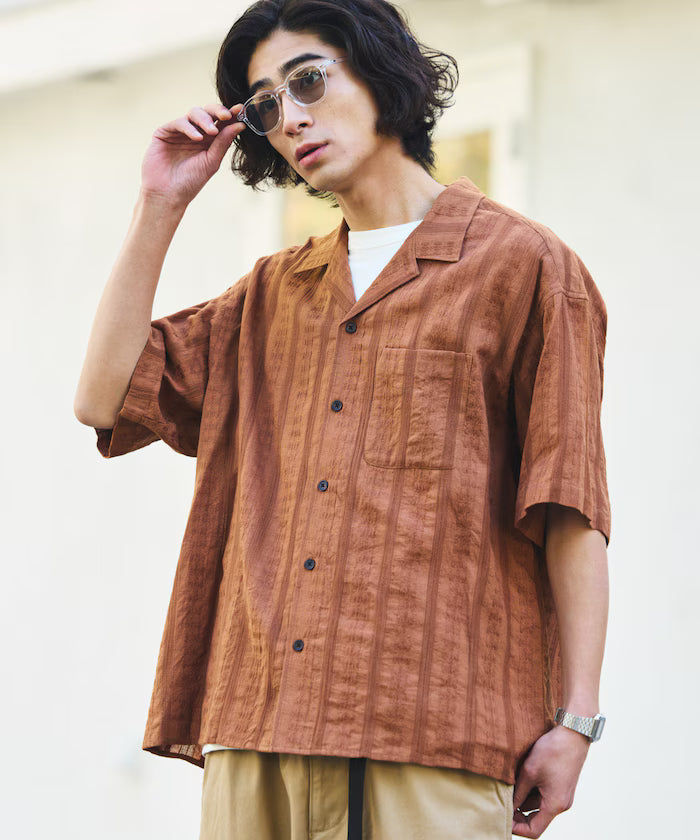 Relaxed Fit Allover Jacquard Open Collar Shirt [Limited Edition]
