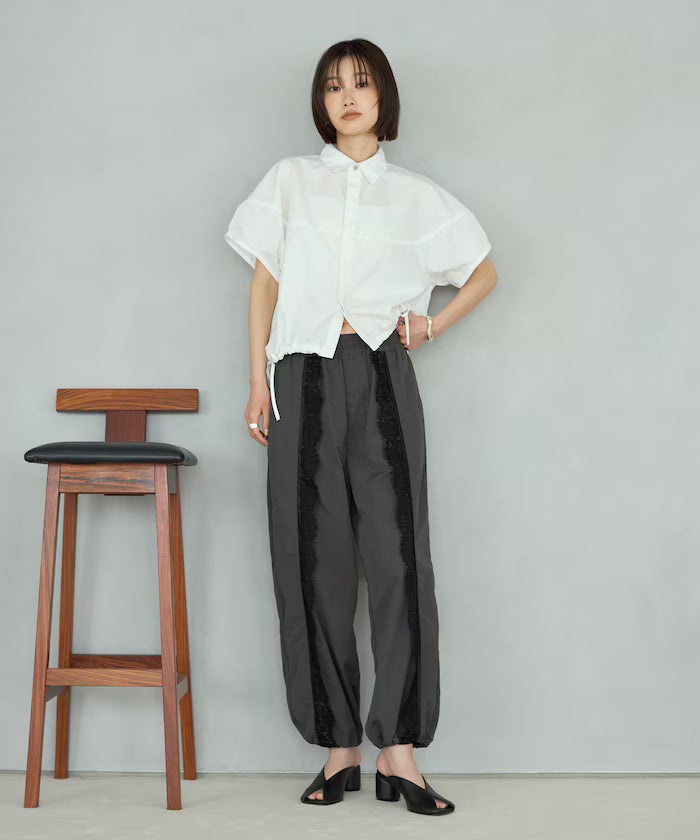 Nylon Lace Easy Wide Pants