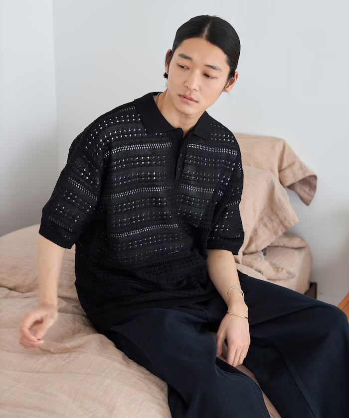 Big Silhouette Short Sleeve Knit Polo Shirt