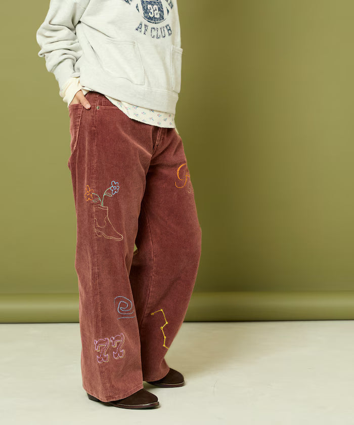 Chain Stitch Corduroy Pants