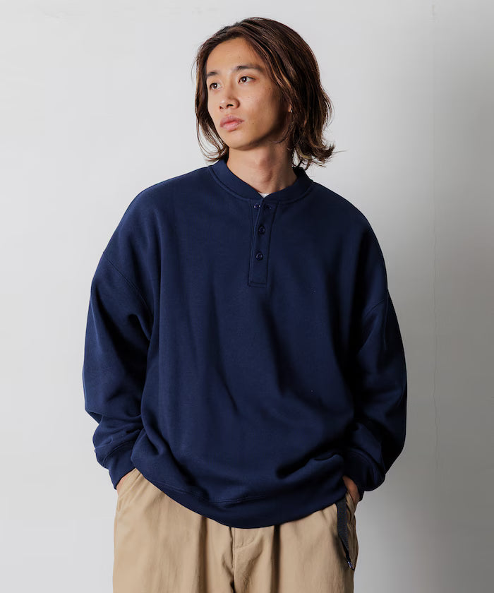 Big Silhouette Henley Neck Sweat Pullover [Limited Edition]