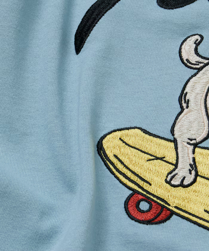 Relaxed Fit Back Embroidery Design Crew Neck T-Shirt / Dog 【Limited Edition】