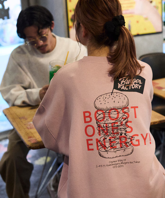 Burger Factory x FREAK'S STORE / Burger Factory Limited Edition Big Silhouette Back Print Crew Neck Sweatshirt [Limited Release] - Pink