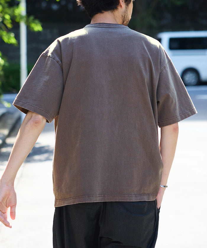HEAVY WEIGHT/Pigment Short Sleeve Henley Neck T-Shirt/10.5 ounces
