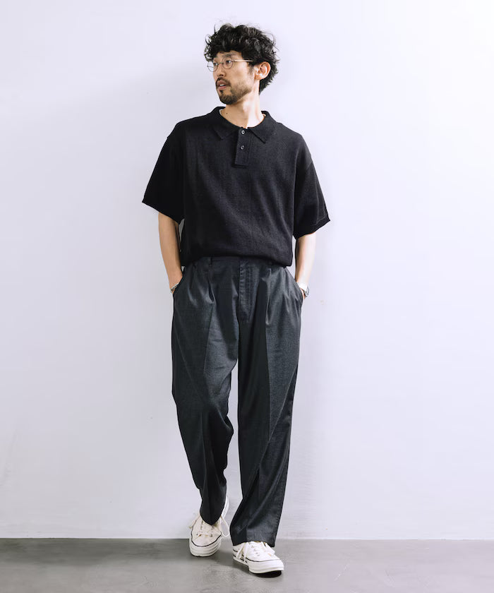 Relaxed Fit Short Sleeve Summer Knit Polo Shirt / Short Sleeve Knit Polo