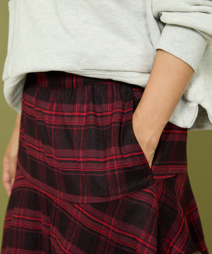 Nell Check Asymmetrical Frill Skirt